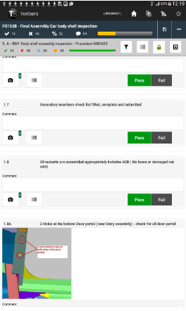 Mobile check sheet app on Android tablet