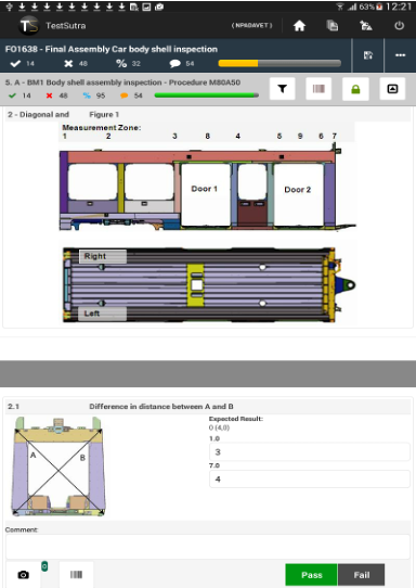 Mobile check sheet — step view