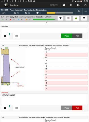Mobile check sheet — sign-off